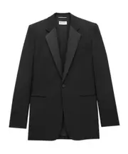 Saint Laurent Classic Long-Sleeve Tuxedo Blazer IT50 black