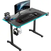 Eureka ERK-GIP-44B Ergonomic GIP-44B Gaming Desk with RGB lighting, USB Ports, Headset Hook
