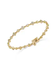 Bloomingdale's Fine Collection Diamond Clover Station Tennis Bracelet in 14K Yellow Gold, 1.0 tcw