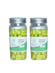 2x Ultra Soft Green Foam Earplugs 60+1 Pairs, 38dB SNR Noise Reduction by Lysian