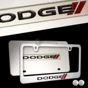 DODGE STRIPES // Stainless Steel License Plate Frame with Cap- 2PCS FRONT & BACK