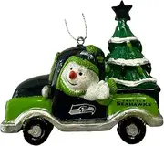 FOCO Seattle Seahawks NFL Snowman in a Truck Ornament