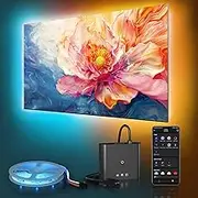 PWAYTEK - Smart TV LED Backlight with HDMI Sync Box 4K30Hz, LED Lights for 55-85 inch Screens, 16.5ft RGB LED Strip Lights, Sync with