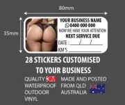 CHEEKY BUM SEXY CUSTOM SERVICE STICKERS , YOUR BUSINESS/PH No. 80x35mm x qty 28