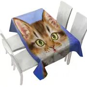 Funny Cat Faces Drawings Surprised Kitten Tablecloth