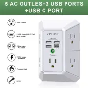 Wall Charger, Surge Protector, QINLIANF 5 Outlet Extender with 4 USB Charging