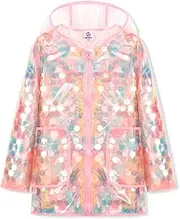[WELAKEN] Girls Sequin Raincoat Waterproof Reusable Hooded Outwear Rain Jacket with Lining