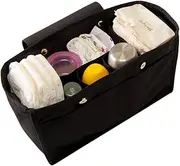 enreve Purse Organizer Insert, Bag Handbag Tote Organizer, Diaper bag, Bag in Bag for Longchamp and More (BLACK)