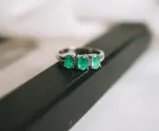 1.76 Ct Oval Cut Natural Emerald Diamond Proposal Ring14K solid White gold