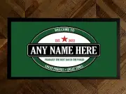 Personalised bar runner mat - Red star green mat beer label - Sports bar F101
