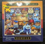 DOWDLE FOLK ART PUZZLE ~ CATS AROUND THE WORLD ~ 1000 PC. PUZZLE ~ NEW IN BOX