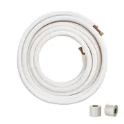 15240mm Mini Split Line Set, 9.5 & 15.9mm O.D Copper Pipes Tubing and Triple-Layer Insulation, for Mini Split Air Conditioning Refrigerant or Heating Pump Equipment & HVAC with Wrapping