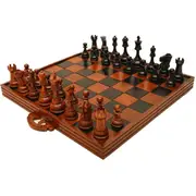 Teak Chess Case and 20cm Chess Pieces.