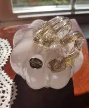 Artesian Glass Hand Blown Pumpkin Pink With Rose Gold Sparkle