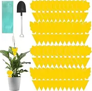 WD&CD 48 Pack Sticky Trap, Dual Sided Gnat Sticky Fly Traps Fruit Fly Trap with Punch Hole, Disposable Insect Catcher Sticky Board for Mosquitoes, Houseplant, Garden, Yellow