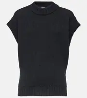 [Bottega Veneta] Bottega Veneta Ribbed-knit wool top AU 14 black