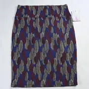 NEW Lularoe Medium Blue Feather Cassie Straight Pencil Pull On Womens Skirt