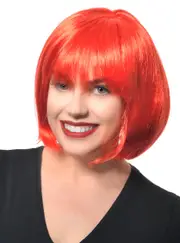 Short Womens Red Bob Costume Wig with Fringe