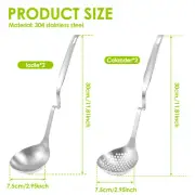 4X Ergonomic Soup Ladle and Slotted Spoon Set Soup Ladle Colander Spoon
