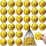 Blulu 30 Pack Foam Baseballs 9 Inch Face Softballs Foam Training Ball for Beginners with Mesh Bag Emotion Stress Balls for Party Baseball Gifts Stress Relief