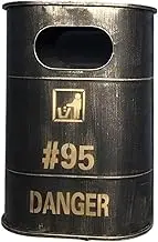 Outdoor Trash Can Retro Industrial Trash Can, Forged Iron Trash Can with Top Ashtray, Creative Decoration Trash Can for Home Restaurants and Bars, etc Outside Garbage can(Bronze)