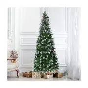 SPSUPE Artificial Pencil Christmas, Snow Flocked Tree with Metal Stand, Pine ...