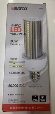 Hi-Pro Led Wall Pack 30W/3000k Soft White Satco S8908