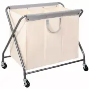 STORAGE MANIAC 160L Collapsible Laundry Hamper with Wheels, Rolling Laundry B...