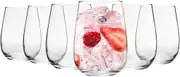 Argon Tableware 6X 590ml Stemless Gin and Tonic Glasses Set - 'Corto' Range - Modern Style Picnic & Party Glass Balloon Tumblers for G&T, Cocktails, Wine