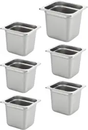 6 Pack Anti-Jam Hotel Pans, 1/6 Size 6 Inch Deep, 6"