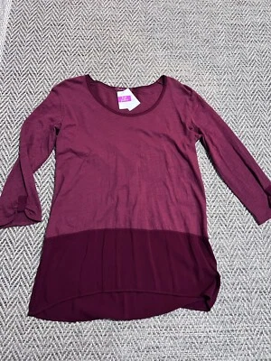 Fresh Produce Windfall Top Shirt Sz Small Burgundy Rayon Hem Boho NWT