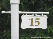 Personalized Cast Hanging Lamp Light Pole Post Number Sign - Black or White