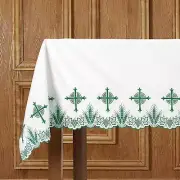 Green Eucharistic Altar Frontal Features Grapes and Wheat with Cross Embroidery
