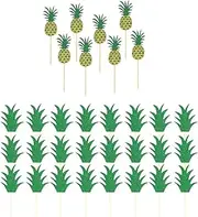 GREENADSCAPE Cake Decorating 32pcs Pineapple Cake Topper Paper Inserted Cards for Party Random Color