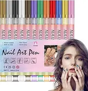 Nail Pen Set, Nail Polish Marker, 12 Colors Acrylic Paint Nail Marker Polish Pen | Quick Dry and Waterproof, Fine Tip Point Graffiti Drawing Tool Liner Manicure Design