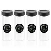 4x Lemon & Lime Woodend Black 175ml/13.5cm Glass Spice Jar/Container Clear w/Lid