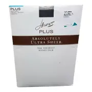 Hanes Plus Absolutely Ultra Sheer Pantyhose Barely Black Control Top Two Plus