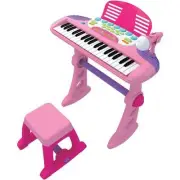 NEW KIDS KEYBOARD AND STAND PINK MUSICAL PIANO 37 KEYS+STOOL+MICROPHONE PACKAGE