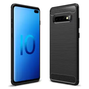 【YANG YI 揚邑】Samsung Galaxy S10 Plus S10+ 拉絲紋碳纖維軟殼散熱防震抗摔手機殼