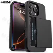 Wallet Case iPhone 16 15 14 13 12 11 Pro Max Card Holder Slide Slot Cover