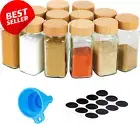 12Pcs 4oz Glass Spice Jars with Bamboo Lids Shaker Lids Labels Funnel