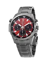 Bulova Marine Star Chronograph Red Dial Stainless Steel 98B350 100M Mens Watch