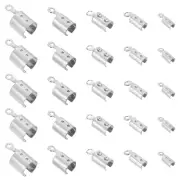 250Pcs Fold Crimp Ends Caps, 5 Size Copper Crimps Cord Ends Tips, White Silver