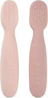 Béaba Set of 2 Spoons for Babies from 4 Months, Ergonomic Shape, Various Textures, Ergonomic Handle, Candy Floss Marshmallows
