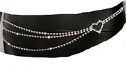 [BERMEL] 2PCS Gold and Silver Heart shape Waist Chains Layered Belly chain Sexy Bikini Adjustable Body Chain for Women