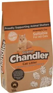 CHANDLER ORIGINAL Natural Cat Litter 15 Litre Non Clumping Odour Absorption Pet