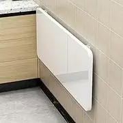 Wall Mounted Folding Workbench with Smooth Top Iron Frame Floating Table Easy Install Space Saving for Bedroom Office Kitchen Living Room Balcony Bathroom Foldable Desk for Small S