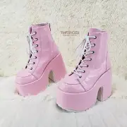 Camel 203 Stacked Pink Patent Platform Goth Punk Ankle Boots 6-12 NY DEMONIA