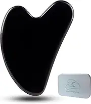 Gua Sha Facial Tools, Black Obsidian Gua Sha Massage Tool, Natural Jade Guasha Tool for Face and Body Skin Massage. Gua Sha Set for SPA Acupuncture Therapy, Trigger Point Treatment.