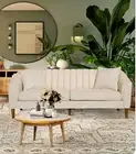 VILLIERS 3-SEATER FABRIC SOFA COUCH SETTEE BEIGE